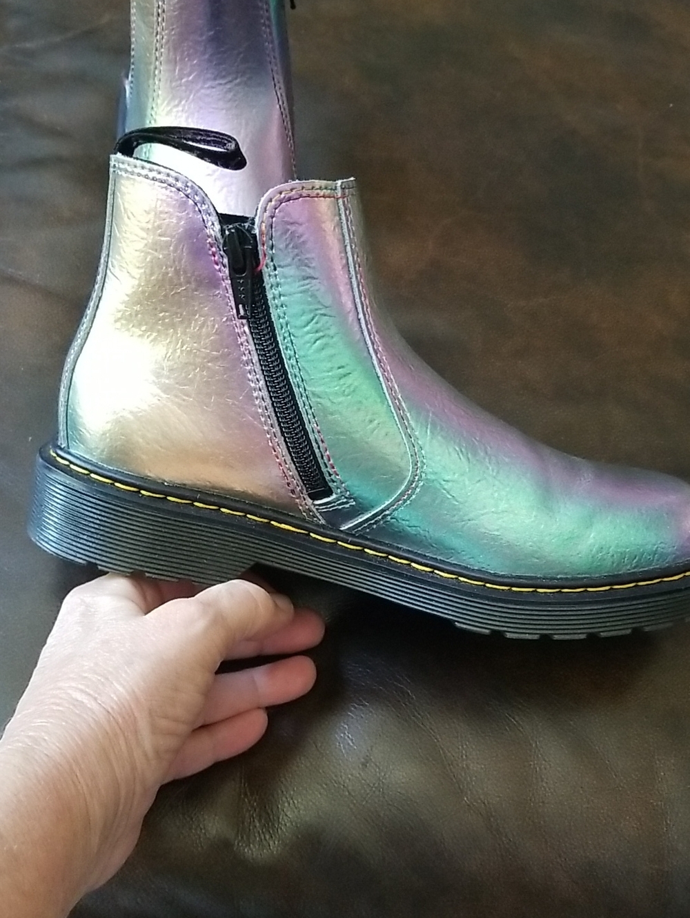 Dr. Martens Kids Iridescent Chelsea Boots - Purple/Green/Blue - Picture 3 of 11
